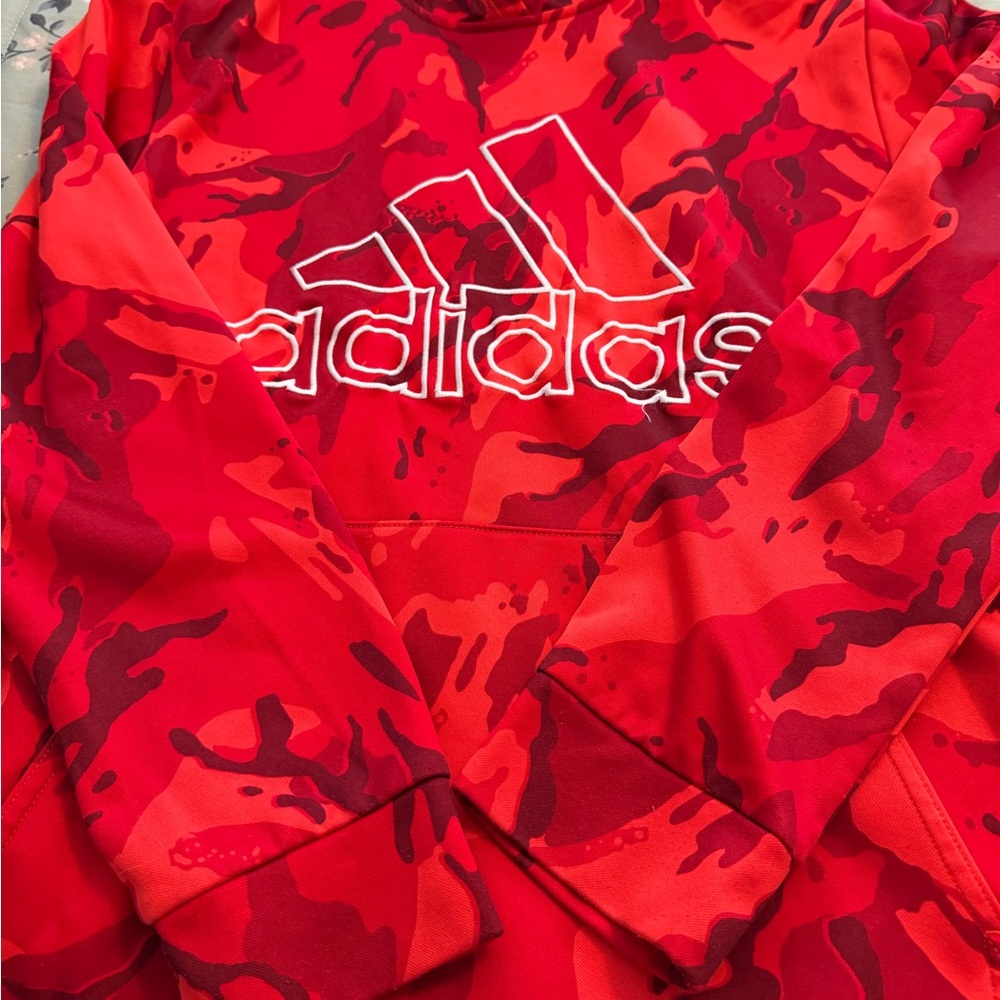 Youth Adidas Vibrant Red Camo Sweatshirt